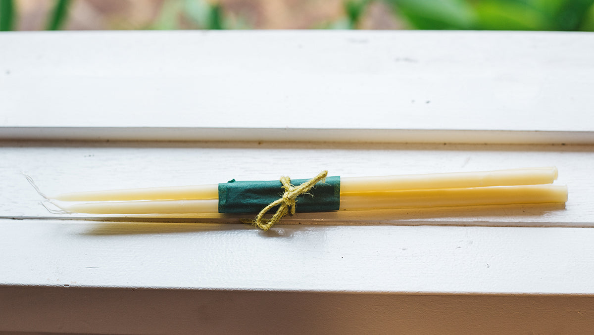 Bundle of three Àine & Co. Bees Wax Candles in "Skinny/Long"