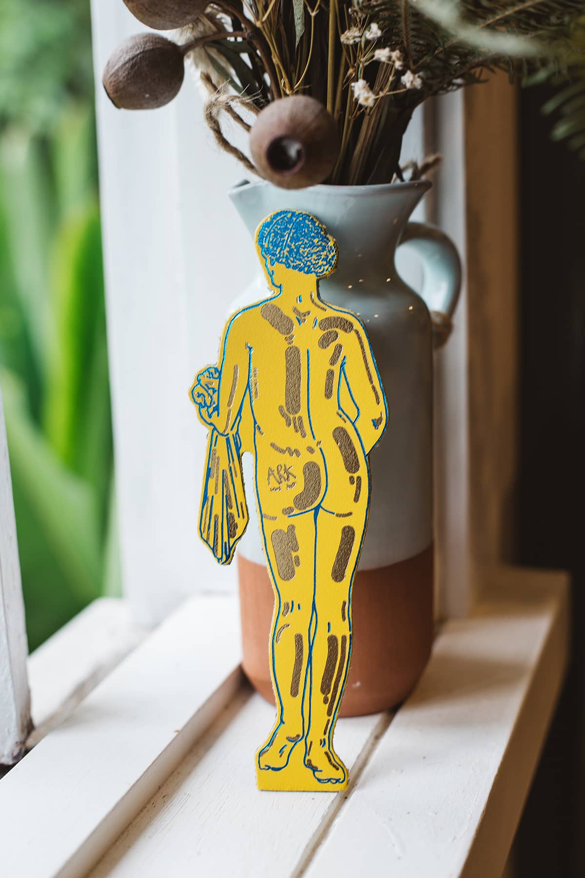 Back of Àine & Co. Ark Bookmark in yellow, Aphrodite design