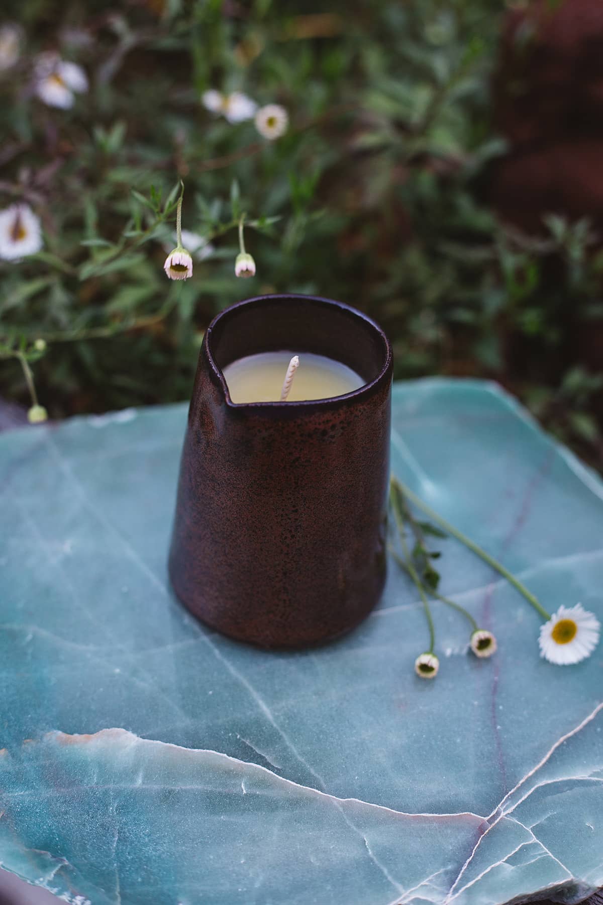 Àine & Co. Beard and Face Balm Candle with cotton wick in ceramic milk jug