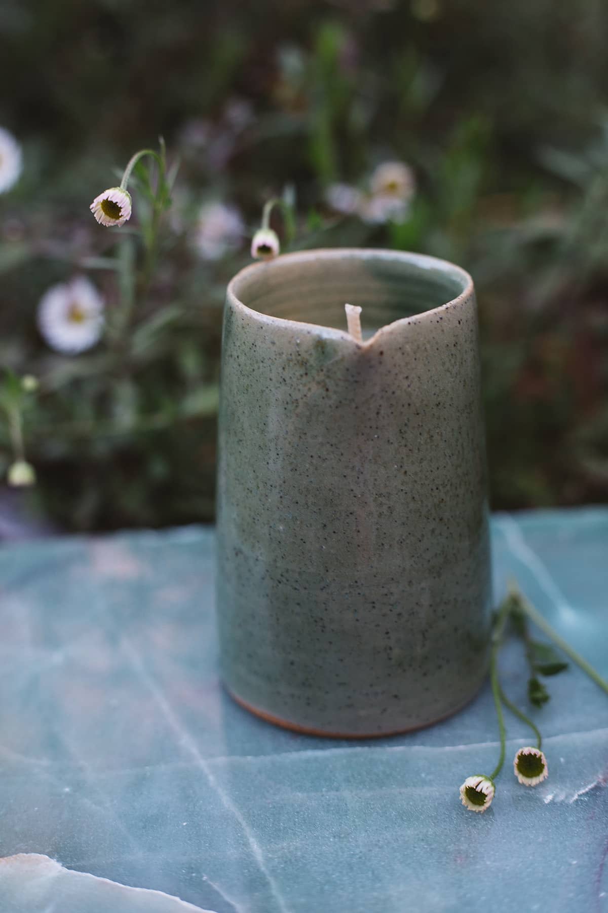 Àine & Co. Beard and Face Balm Candle with cotton wick in ceramic milk jug