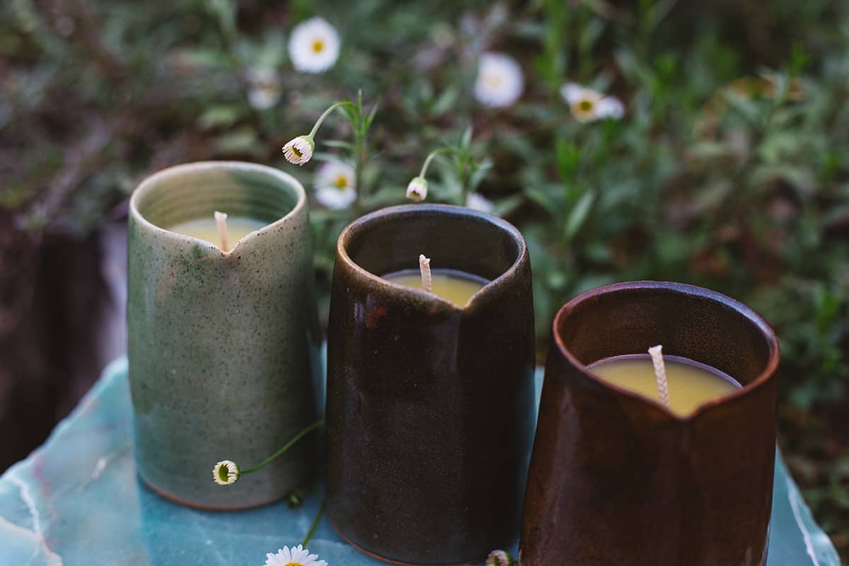 Àine & Co. Beard and Face Balm Candle with cotton wick in ceramic milk jug