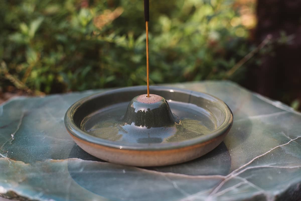 Àine & Co. ceramic Incense Holder in dark green