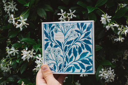 Archivist Luxury Matches with blue foral design 