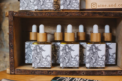 Elixir of Áine – Pure, Natural Hair Oil stocked on the store shelf