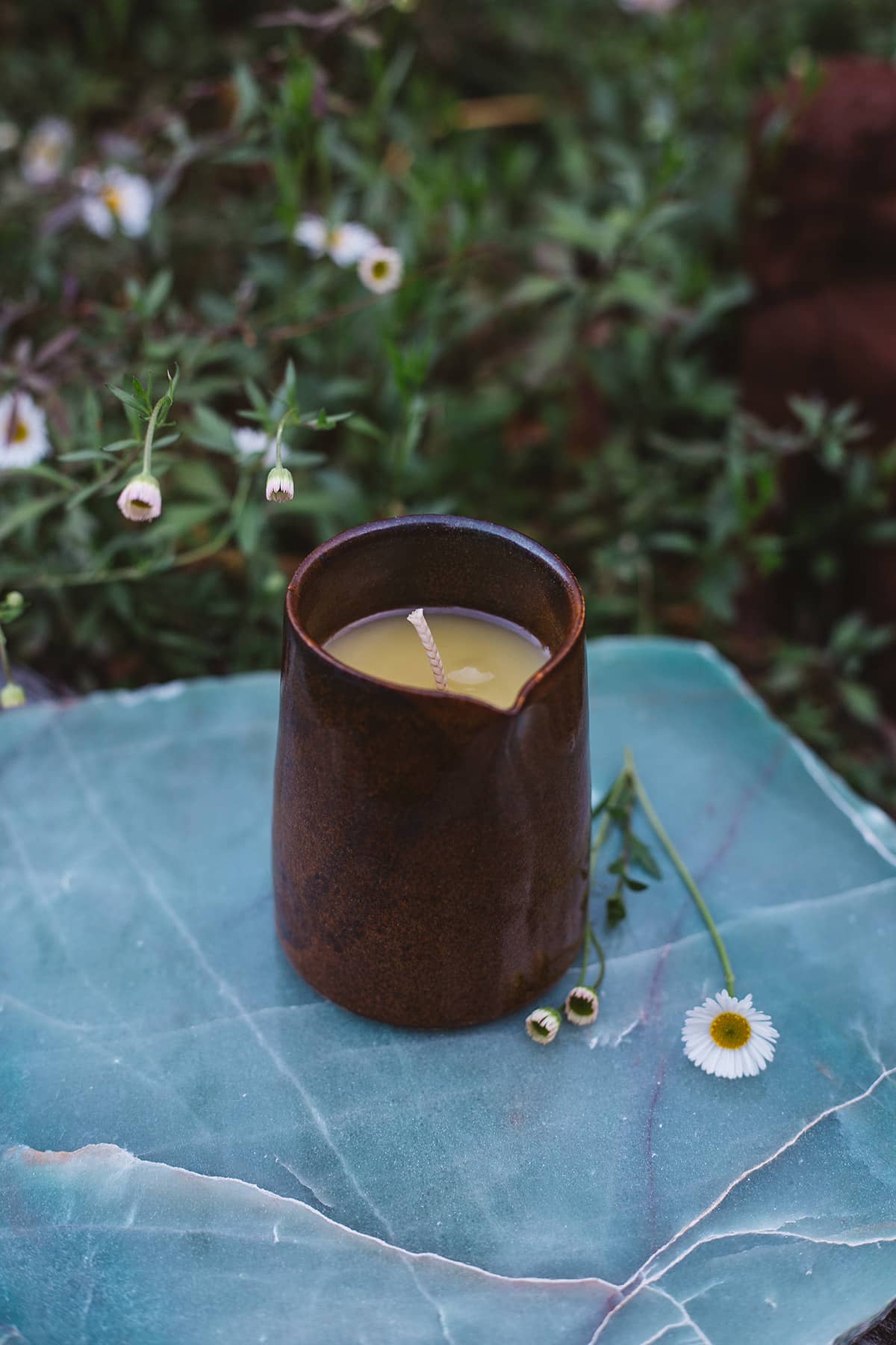 Àine & Co. Beard and Face Balm Candle with cotton wick in ceramic milk jug 