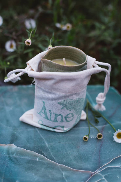 Àine & Co. Beard and Face Balm Candle with cotton wick in ceramic milk jug 