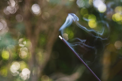 Close-up shot of Àine & Co. Moldevite Incense Stick burning