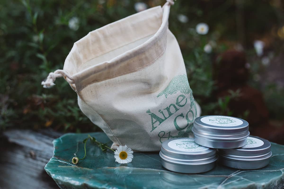 Àine & Co. Scent Sample Bag including Tea Light Tins of all scents packaged in a branded calico bag