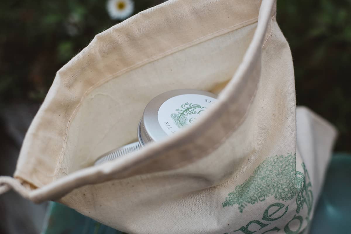 Àine & Co. Scent Sample Bag including Tea Light Tins of all scents packaged in a branded calico bag